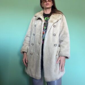 Women's Cream Double-Breasted Coat